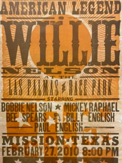 Willie Nelson - 2010 Hatch Show Print 2/27 Poster Mission, Texas