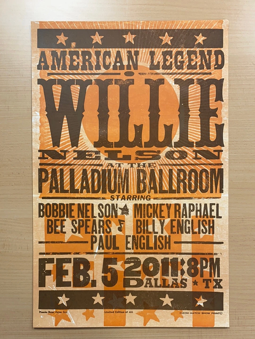 Willie Nelson - 2011 Hatch Show Print 2/5 Poster Dallas, Texas 4 Willie Nelson - 2011 Hatch Show Print 2/5 Poster Dallas, Texas - Image 2