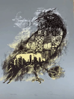 Urban Corvus - 2009 Dan Grzeca Poster Art Print Charcoal Grey