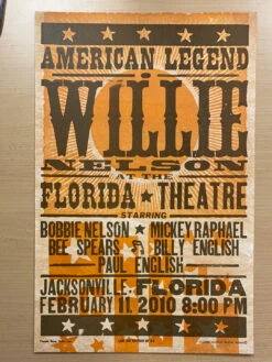 Willie Nelson - 2010 Hatch Show Print 2/11 Poster Jacksonville, Florida -Soldout Posters image df79610f 1213 477b 8f37 1d00c3dd7412
