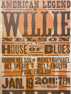 Willie Nelson - 2011 Hatch Show Print 1/19 Poster Anaheim, California