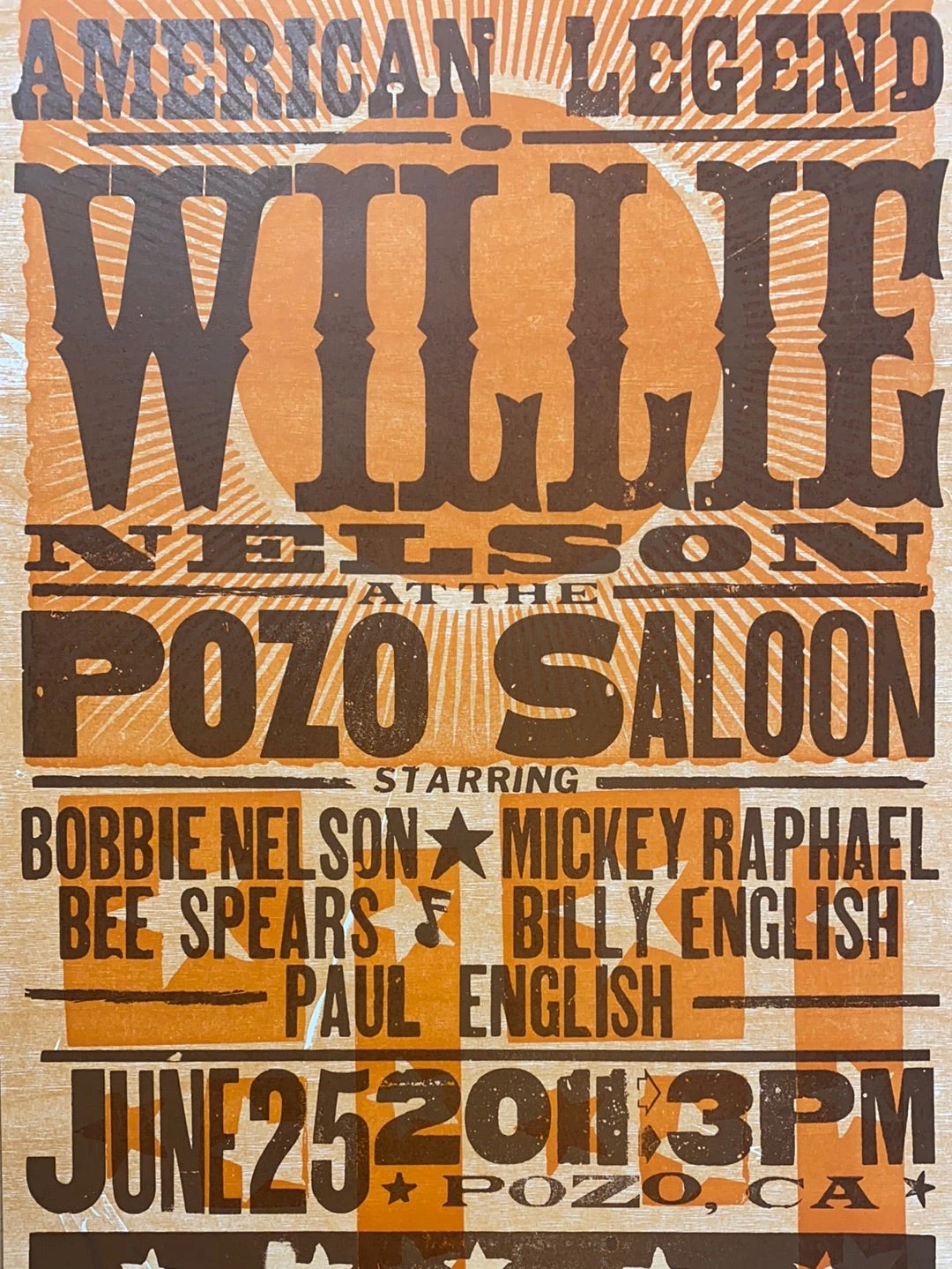 Willie Nelson - 2011 Hatch Show Print 6/25 Poster Pozo, California 3 Willie Nelson - 2011 Hatch Show Print 6/25 Poster Pozo, California
