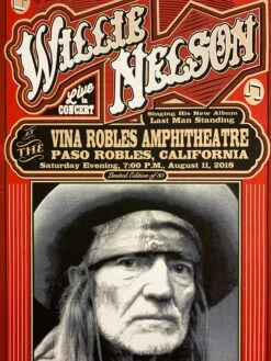 Willie Nelson - 2018 Mattole River Studios Poster Paso Robles, CA