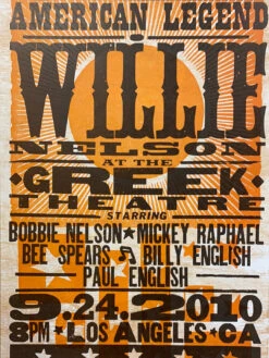 Willie Nelson - 2010 Hatch Show Print 9/24 Poster Los Angeles, California