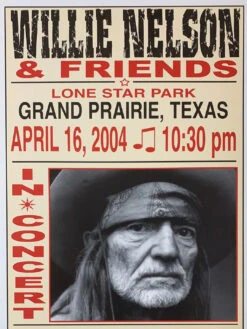 Willie Nelson - 2004 Franks Brothers 4/16 Poster Grand Prairie, TX