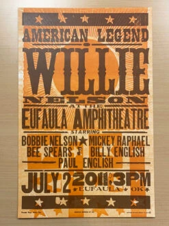 Willie Nelson - 2011 Hatch Show Print 7/2 Poster Eufaula, Oklahoma -Soldout Posters image ffc82f74 801b 4b2b 8a78 390dadd88eed