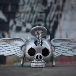 Skully - 2016 David Welker SILVER Statue Vinyl Sculpture